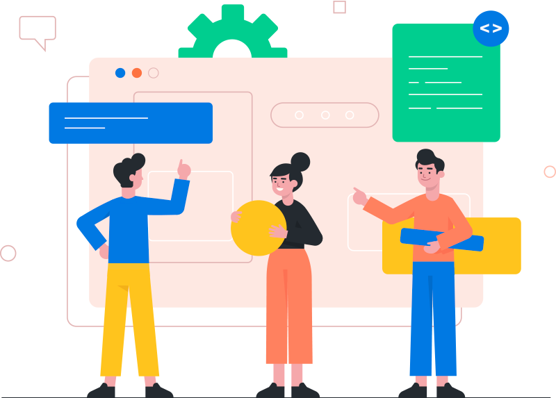 Illustratie over samenwerken aan software
